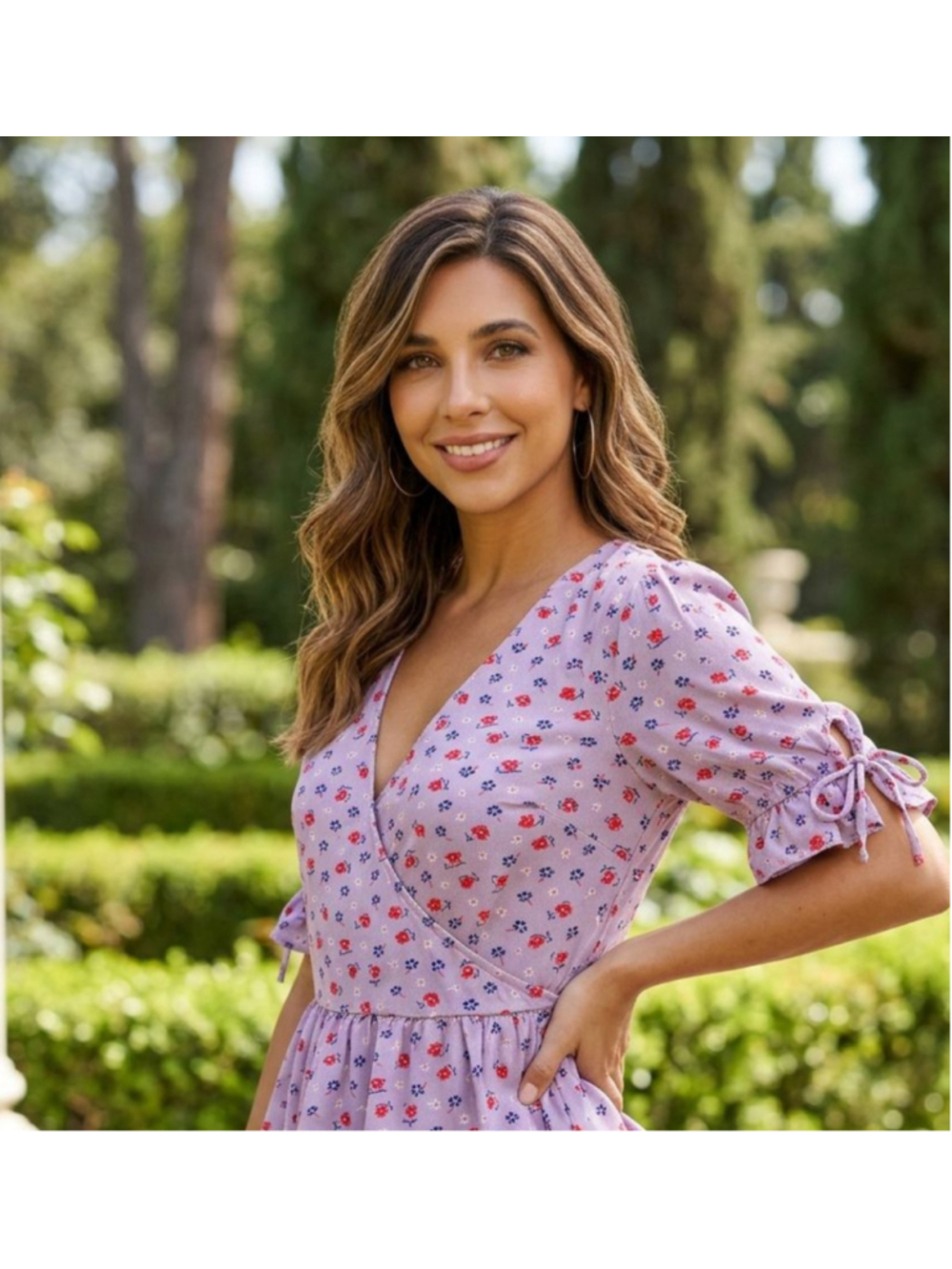 Madewell Lavender Rose Floral Wrap Blouse Size 8 Peplum Waist Flutter Sleeves